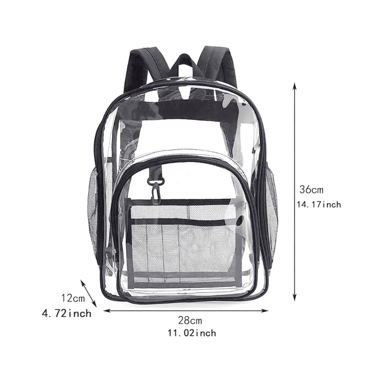 Custom Design Clear Backpack โ clear PVC vinyl body, customizable design