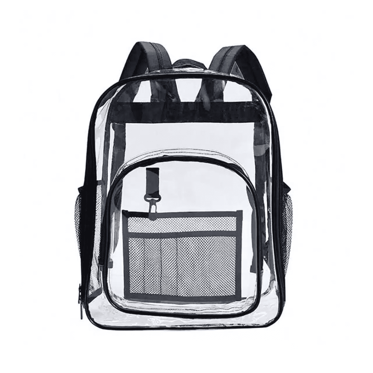 Custom-branded clear backpack in classroom context